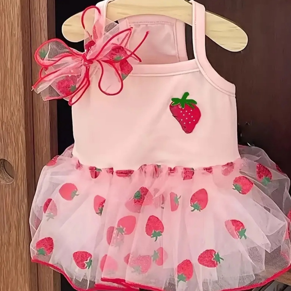 Pink Strawberry Tutu Dog Dress XL